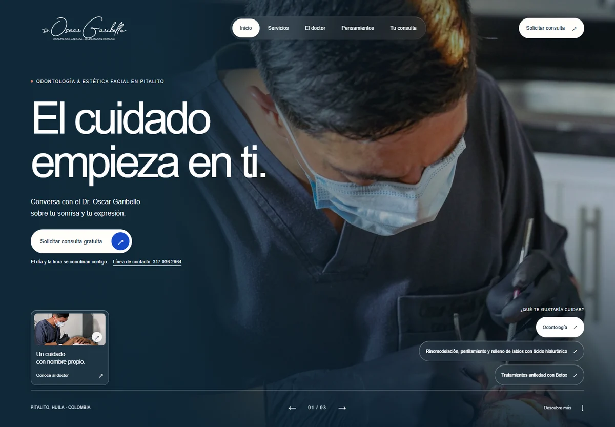 Web pública del consultorio del Dr. Oscar Garibello